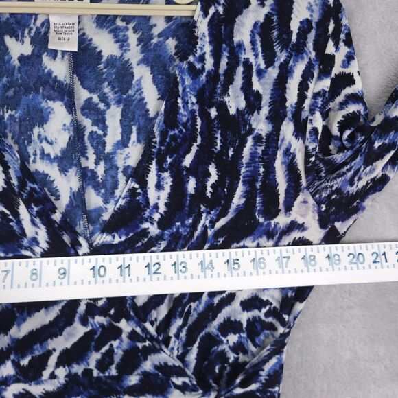 Chicos Travellers Midi Dress Faux Wrap Sz 2/L Geometric Print 3/4 Sleeve Stretch - Picture 5 of 11